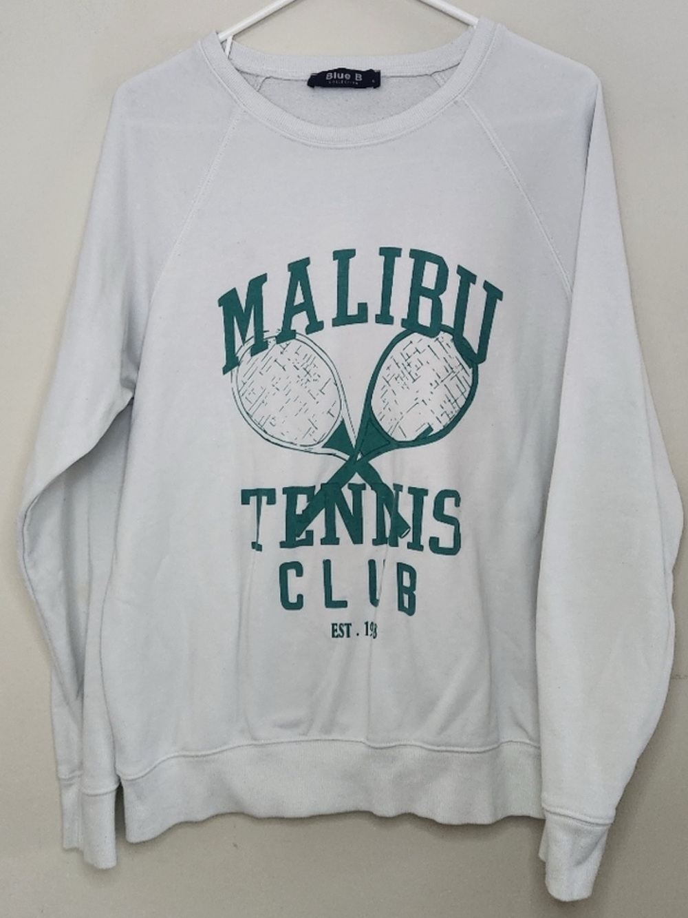 Blue B White Malibu Tennis Club Graphic Crew Sweatshirt🎾🎾🎾